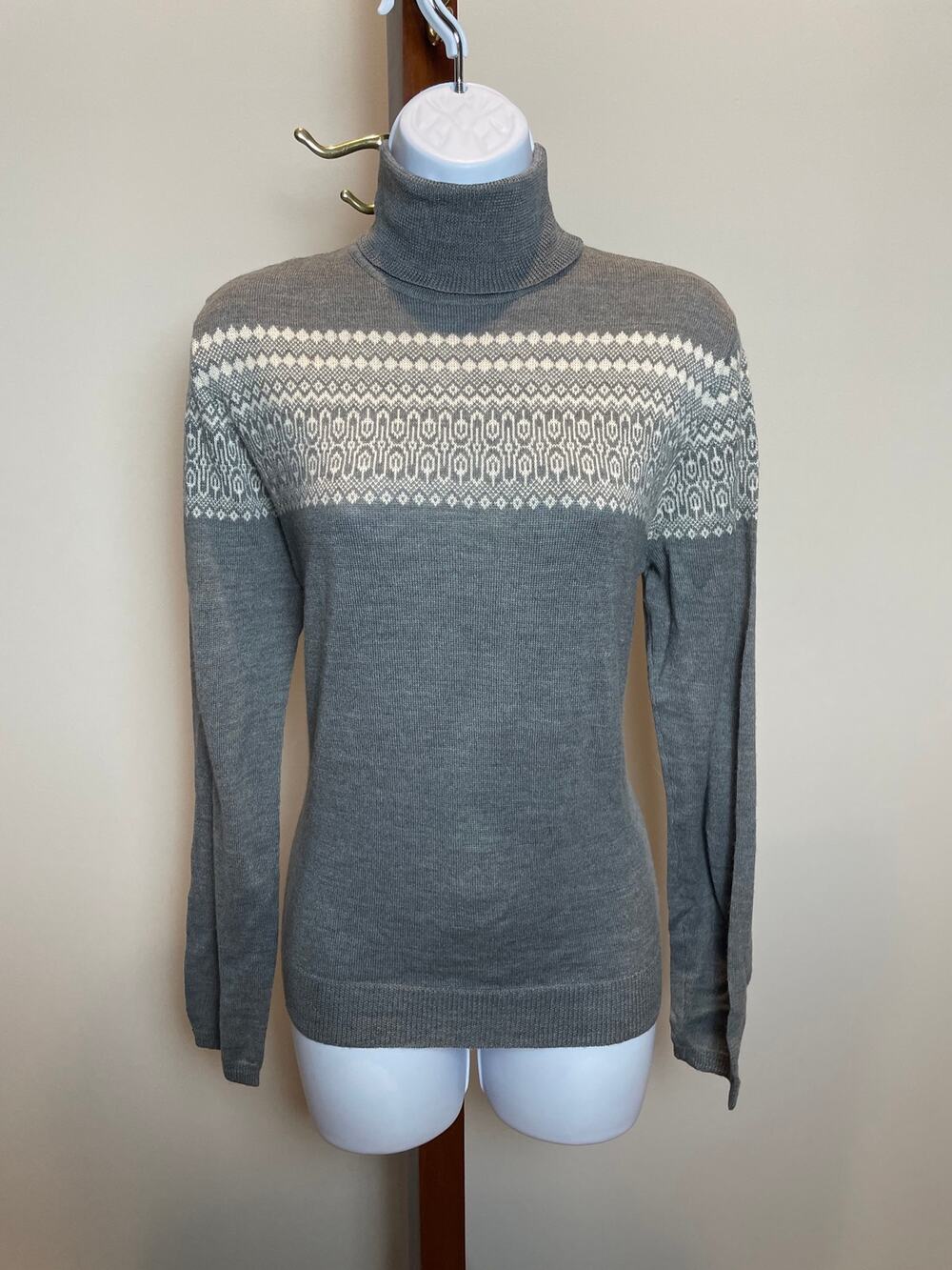 LOFT Gray Turtleneck Sweater Size L Merino Wool Cashmere Blend